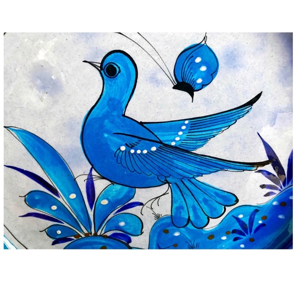 Blue Bird Pottery Plate Vintage, Toñala Pottery - Picture 2 of 8